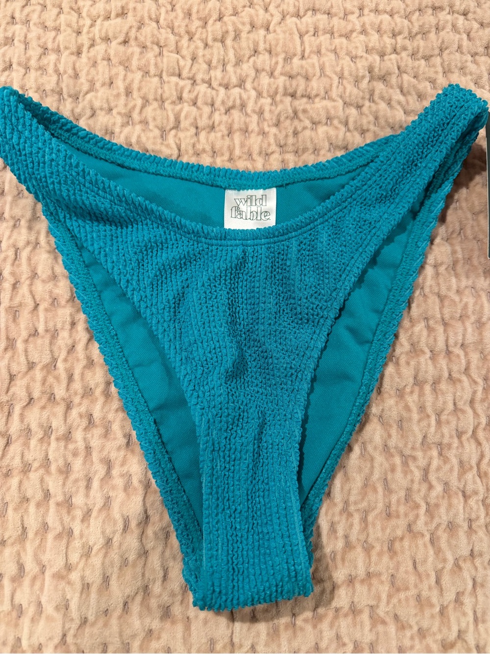 Wild Fable Women’s Pucker Texture Extra Cheeky Bikini Bottom Teal Green XS NWT